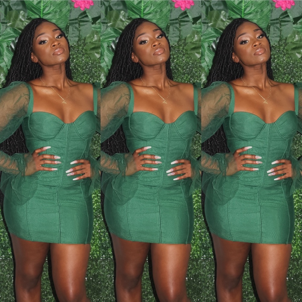 Poison Ivy Green Bandage & Tulle Dress